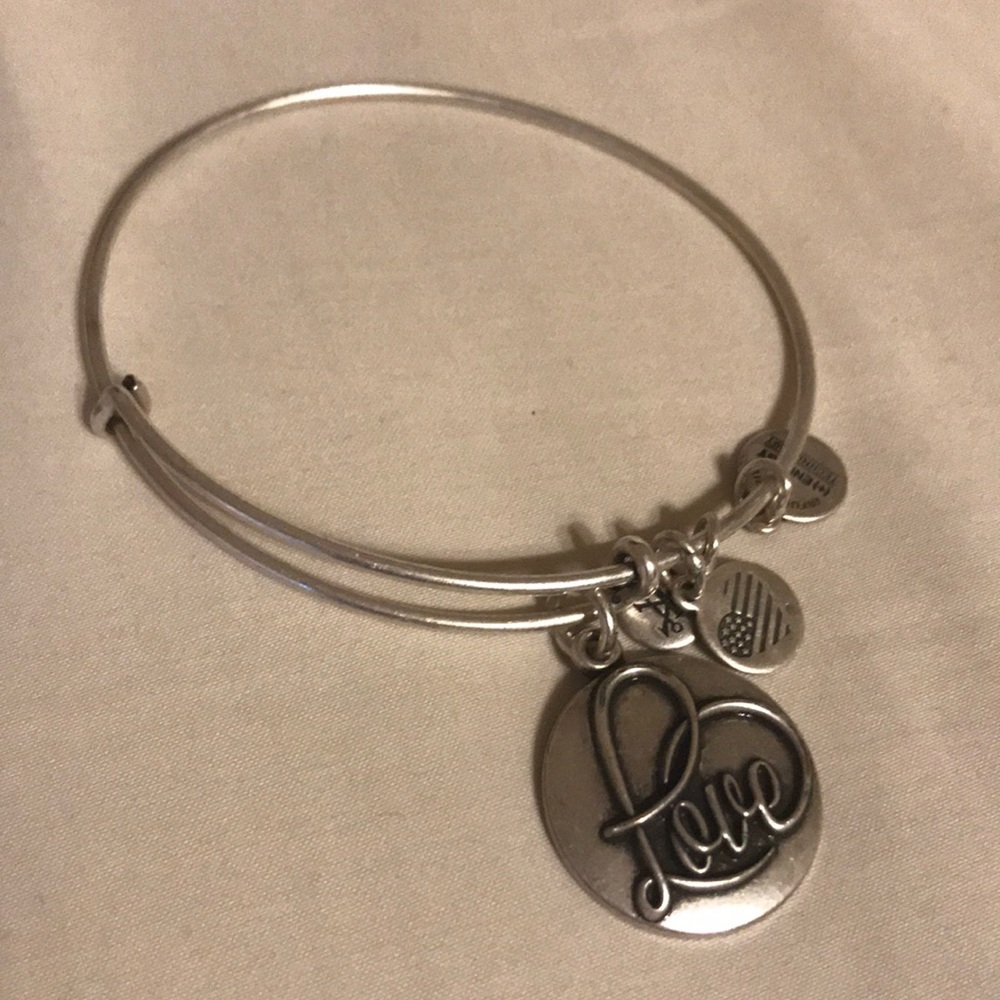 Alex and Ani Love Bangle Bracelet, Silver Tone